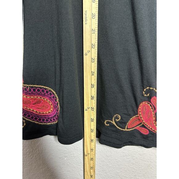 J. Jill Paisley Embroidered Cotton Blend Top Size Large Boho Lagenlook Modest - Picture 4 of 8